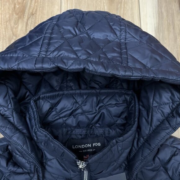 NWT London Fog Navy Blue Hooded Quilted Full Zip Jacket - Women’s M - Picture 7 of 16